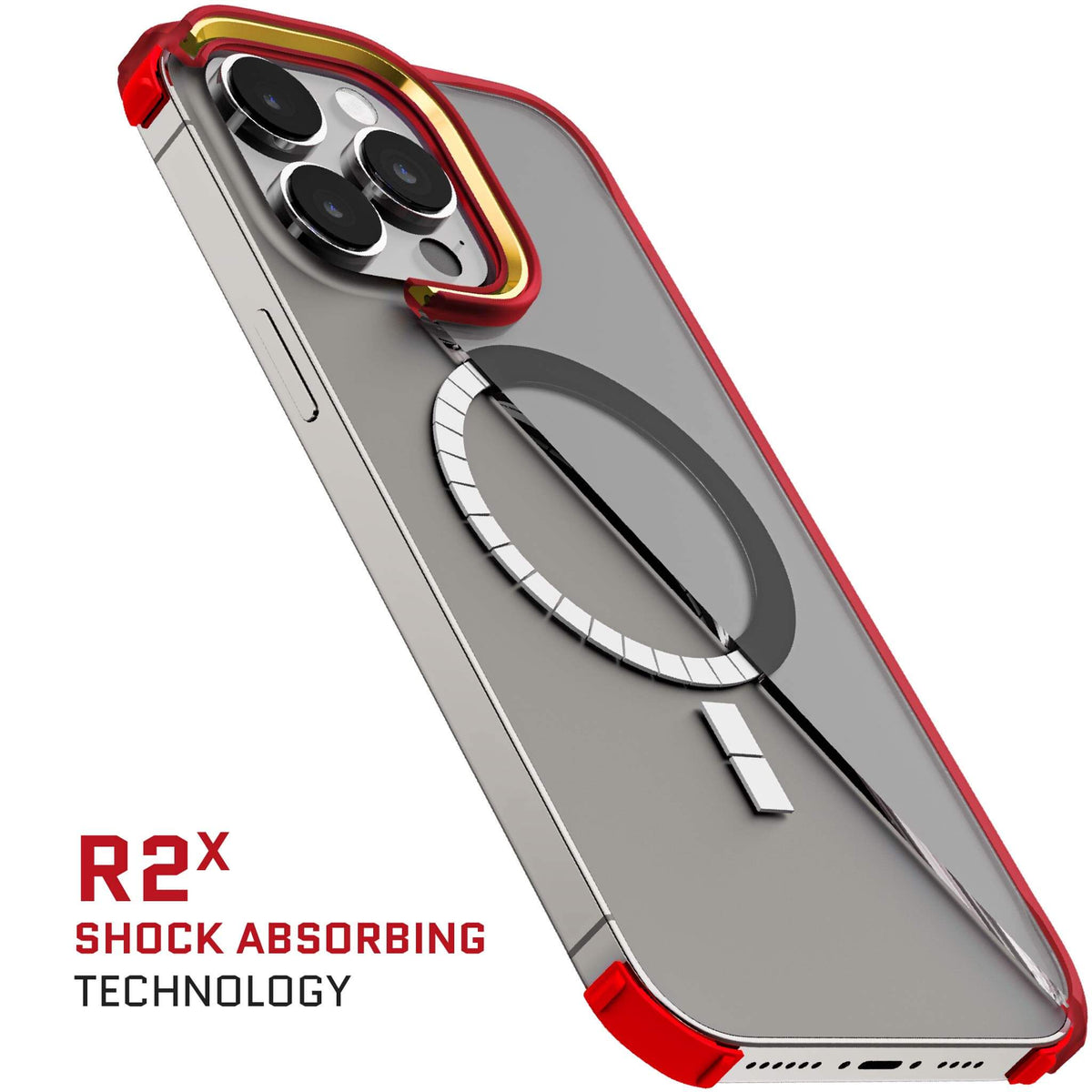 Silicone Apple iPhone 15 Pro Max Red Phone Case Clear MagSafe