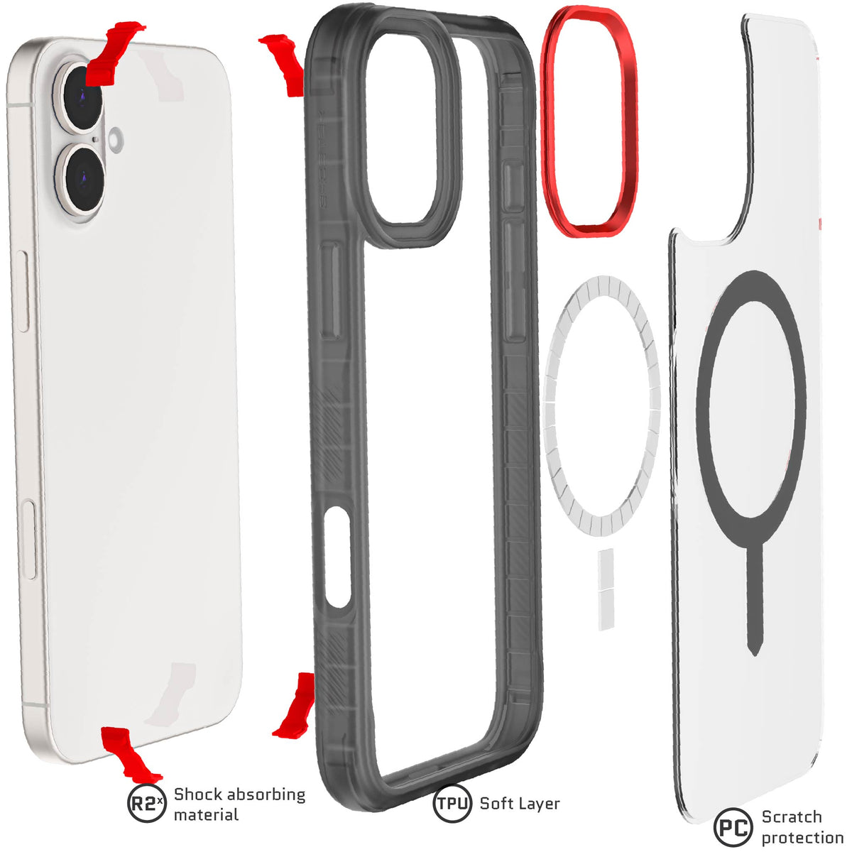 iPhone 16 Plus MagSafe Clear Smoke Protective Phone Case