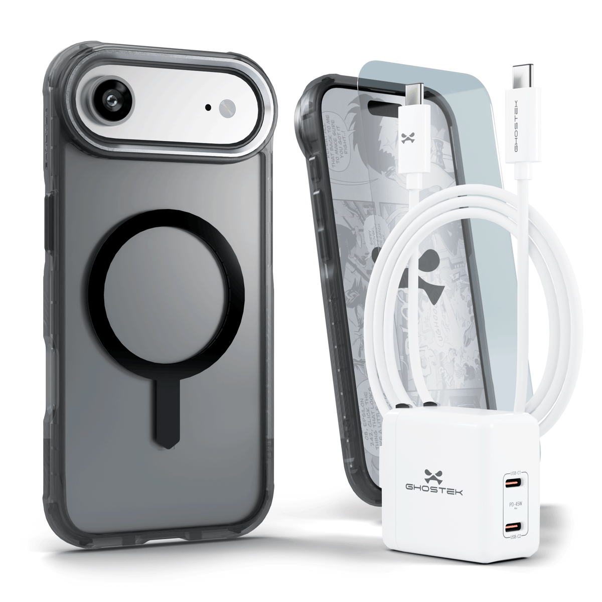 iPhone Air Case Charger Cable Screen Protector Bundle Smoke Matte