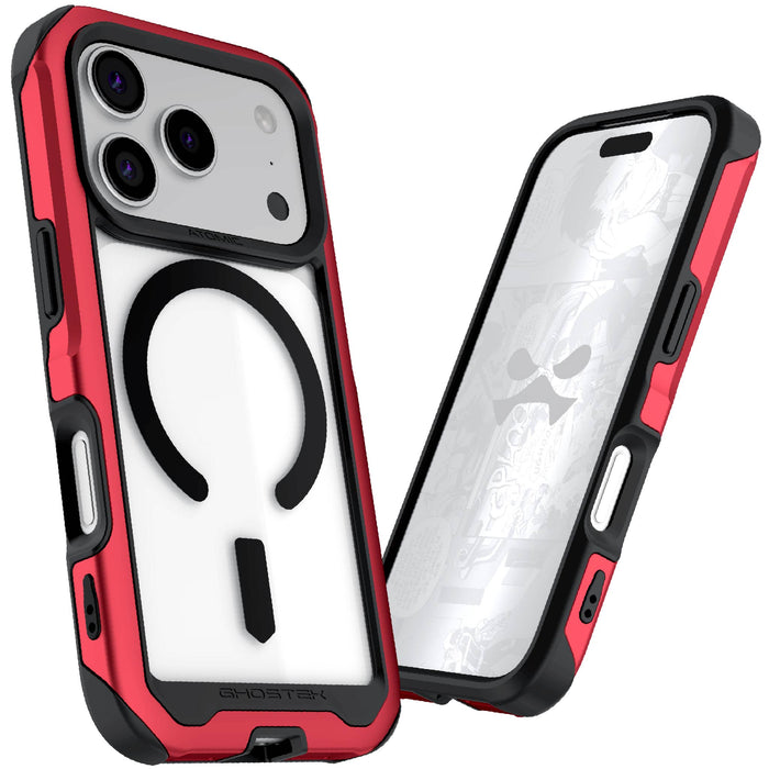 iPhone 17 Pro Case Red MagSafe Aluminum Metal Bumper Clear Protective Phone Cover