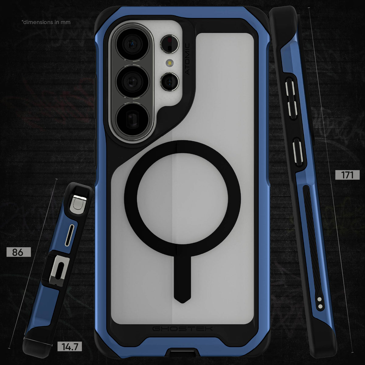 Galaxy S26 Ultra Case Clear Metal MagSafe Blue
