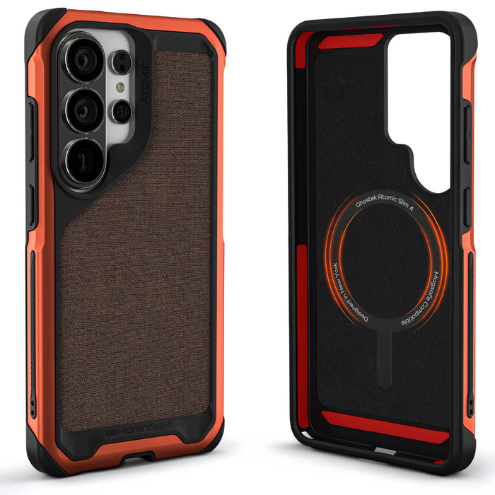 Galaxy S26 Ultra Case Clear Metal MagSafe Orange Fabric