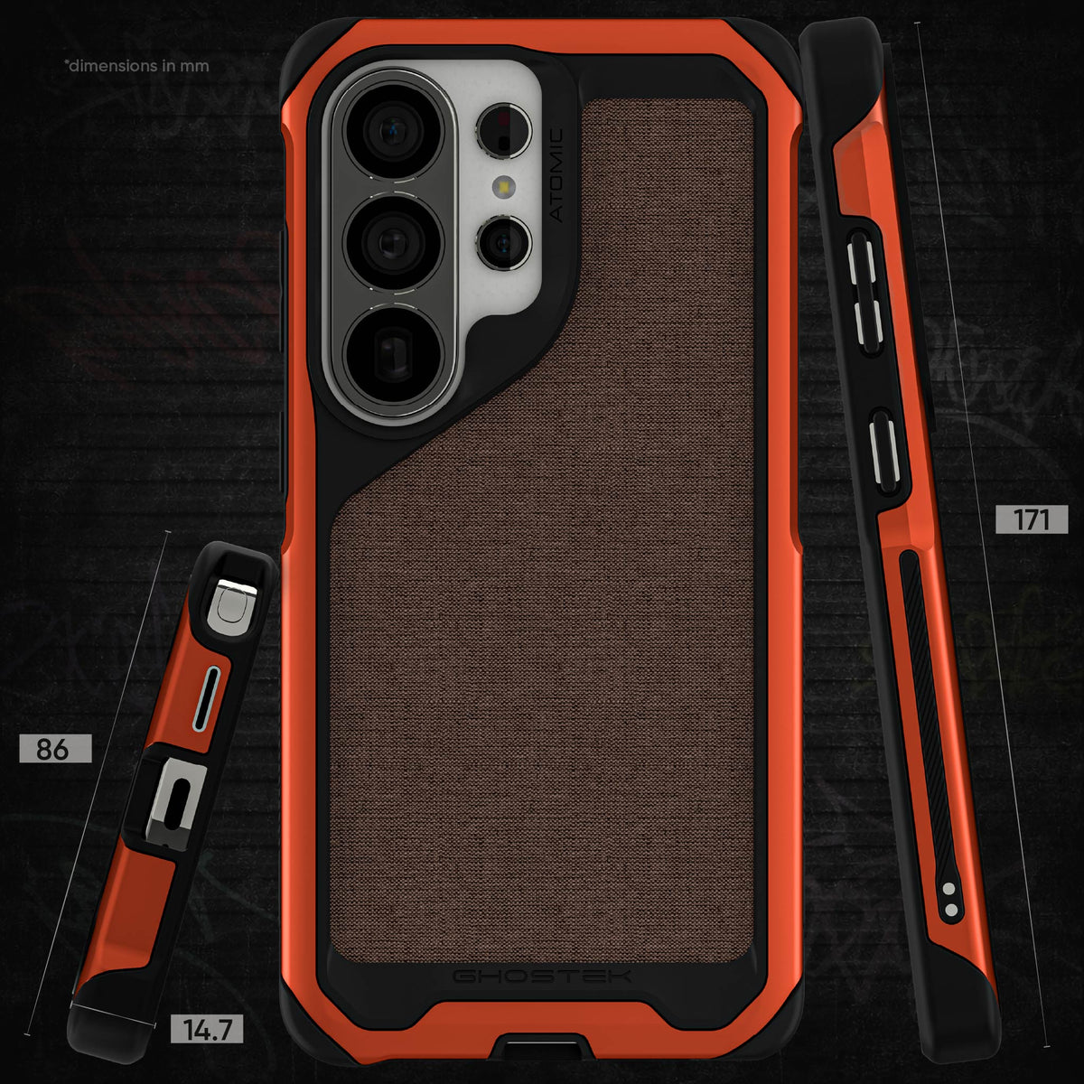 Galaxy S26 Ultra Case Clear Metal MagSafe Orange Fabric