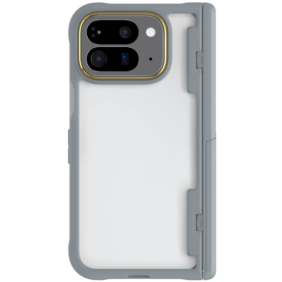 Google Pixel 10 Pro Fold Case Gray Clear Protective Phone Cover Kickstand Hinge Protection Shockproof Slim