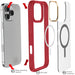 iPhone 16 Pro Max Clear Red Protective Phone Case MagSafe