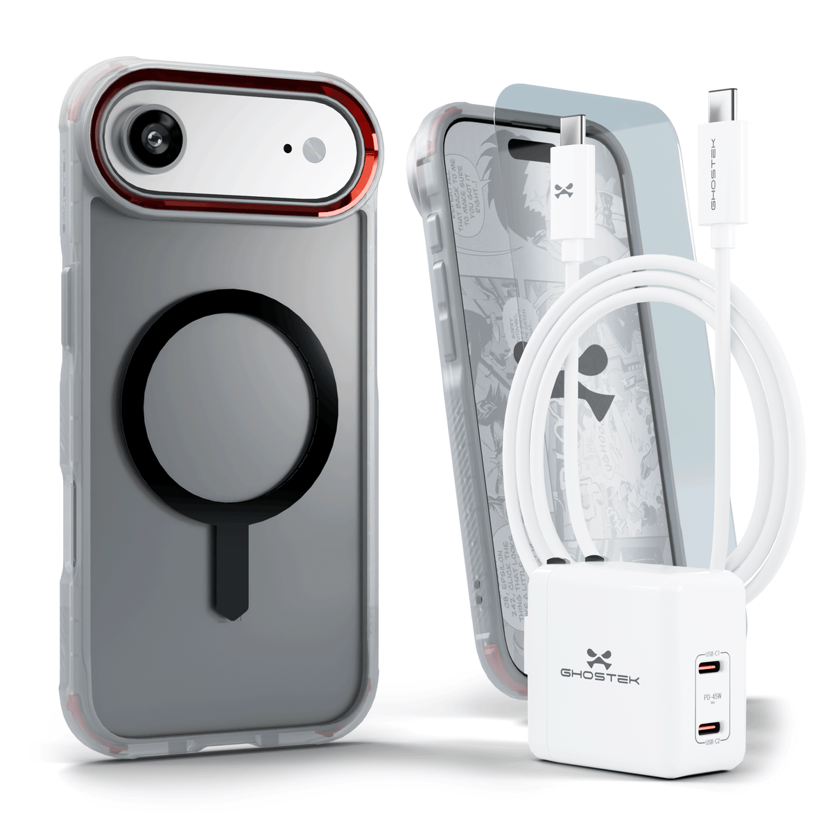 iPhone Air Case Charger Cable Screen Protector Bundle Clear