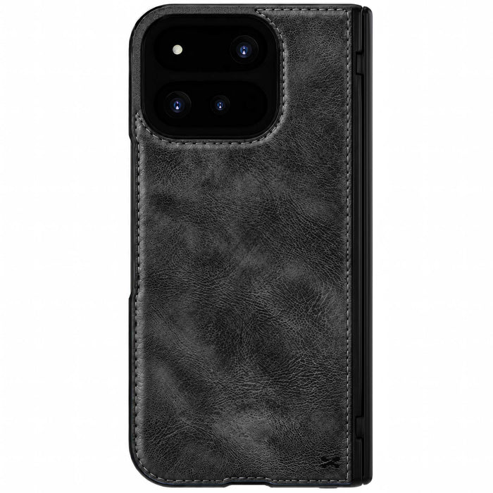 Google Pixel 11 Pro Fold Black Leather Case with MagSafe, Hinge Cover and Screen Protector