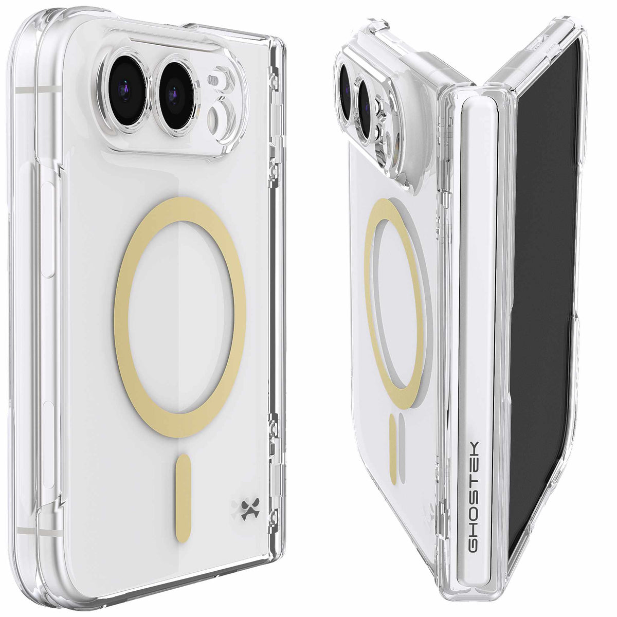 iPhone Duo Clear Case Gold MagSafe Screen Protector Hinge Cover