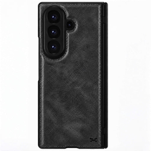 Galaxy Z Fold 8 Ultra Black Leather Case with MagSafe and Screen Protector