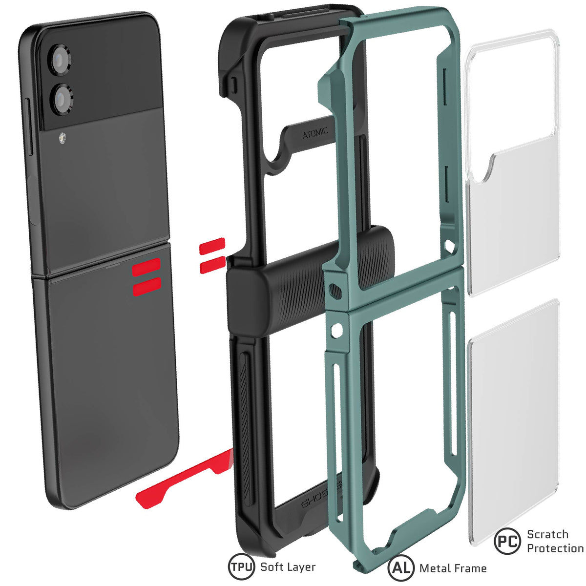 Samsung Z Flip 4 Case Green Metal