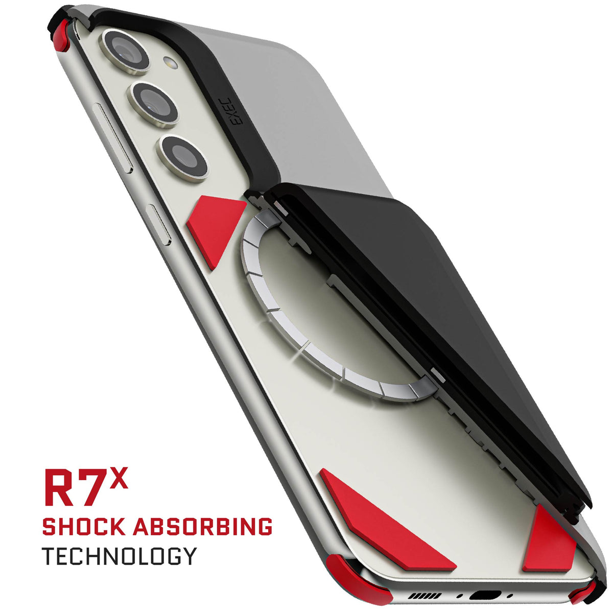 S23 Plus Case Wallet Gray Card Holder